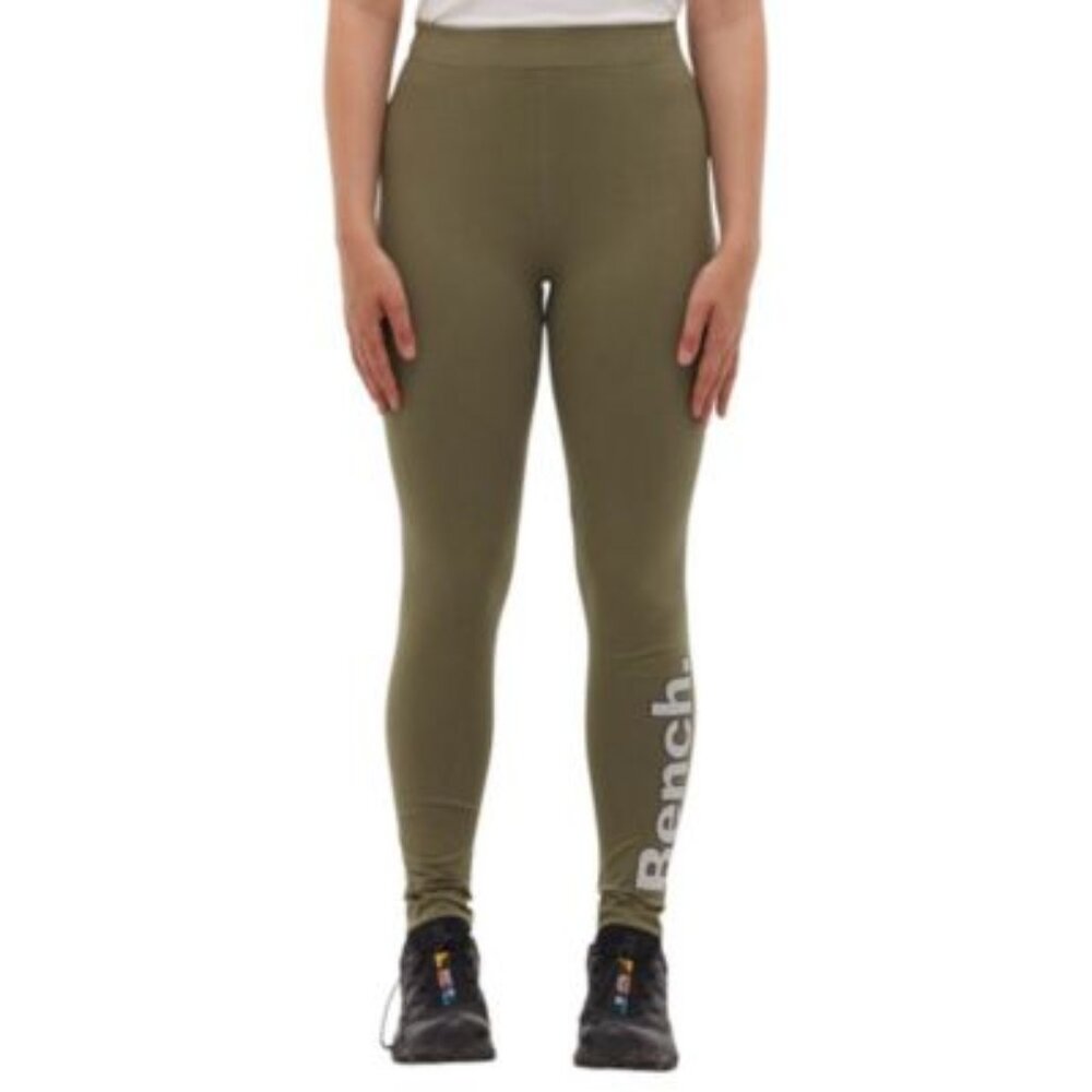 💚 Bench Olive Green High Waist Logo Leggings Cotton Stretch Athletic Pants